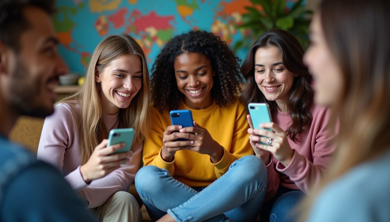 Un gruppo diversificato di persone discute di identità di genere e sessualità sui social media. Un gruppo diversificato di persone discute di identità di genere e sessualità sui social media.
