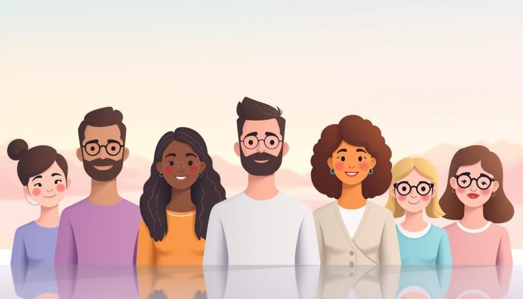 A tranquil digital illustration depicting a group of diverse AI-powered mental health avatars, each with a distinct personality and expression. The avatars are positioned in the foreground, rendered in a soft, pastel color palette, creating a calming and approachable atmosphere. The middle ground features a serene, abstracted landscape with soothing geometric shapes and gradients, suggesting a virtual therapeutic environment. The background is subtly blurred, emphasizing the focus on the avatars and their role in mental health support. The overall scene conveys a sense of comfort, empowerment, and inclusivity, capturing the essence of AI-driven mental health interventions. A tranquil digital illustration depicting a group of diverse AI-powered mental health avatars, each with a distinct personality and expression. The avatars are positioned in the foreground, rendered in a soft, pastel color palette, creating a calming and approachable atmosphere. The middle ground features a serene, abstracted landscape with soothing geometric shapes and gradients, suggesting a virtual therapeutic environment. The background is subtly blurred, emphasizing the focus on the avatars and their role in mental health support. The overall scene conveys a sense of comfort, empowerment, and inclusivity, capturing the essence of AI-driven mental health interventions.
