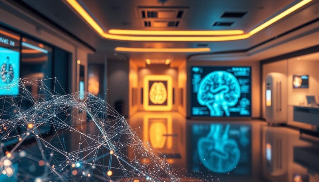 A digital landscape depicting MindGlide, an advanced deep learning system for analyzing and understanding multiple sclerosis. In the foreground, a shimmering neural network unfurls, its intricate connections illuminating the complexities of the disease. In the middle ground, a brain scan comes into focus, revealing insights gleaned through innovative machine learning algorithms. The background showcases a serene, futuristic medical facility, where cutting-edge technology and compassionate care converge. Warm, ambient lighting casts a sense of hope and progress, as MindGlide's capabilities empower researchers and clinicians to uncover new frontiers in the fight against multiple sclerosis. A digital landscape depicting MindGlide, an advanced deep learning system for analyzing and understanding multiple sclerosis. In the foreground, a shimmering neural network unfurls, its intricate connections illuminating the complexities of the disease. In the middle ground, a brain scan comes into focus, revealing insights gleaned through innovative machine learning algorithms. The background showcases a serene, futuristic medical facility, where cutting-edge technology and compassionate care converge. Warm, ambient lighting casts a sense of hope and progress, as MindGlide's capabilities empower researchers and clinicians to uncover new frontiers in the fight against multiple sclerosis.
