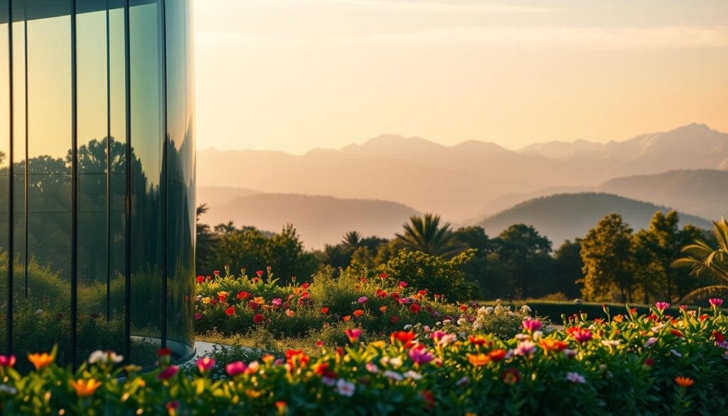 A serene landscape unfolds, showcasing the boundless possibilities of medical research. In the foreground, a shimmering glass structure stands as a symbol of innovation, its elegant curves and sleek design evocative of the cutting-edge therapies emerging. The middle ground features a lush, verdant garden, where vibrant flowers and flourishing vegetation suggest the abundant life and renewed hope that new discoveries can bring. In the distance, a horizon of towering mountains capped with snow-kissed peaks, representing the untapped potential and the ever-expanding frontiers of scientific knowledge. Warm, diffused lighting bathes the scene, creating a sense of warmth and optimism, while a cinematic depth of field draws the viewer's eye towards the horizon, hinting at the vast, unexplored territories of medical breakthroughs yet to be discovered.