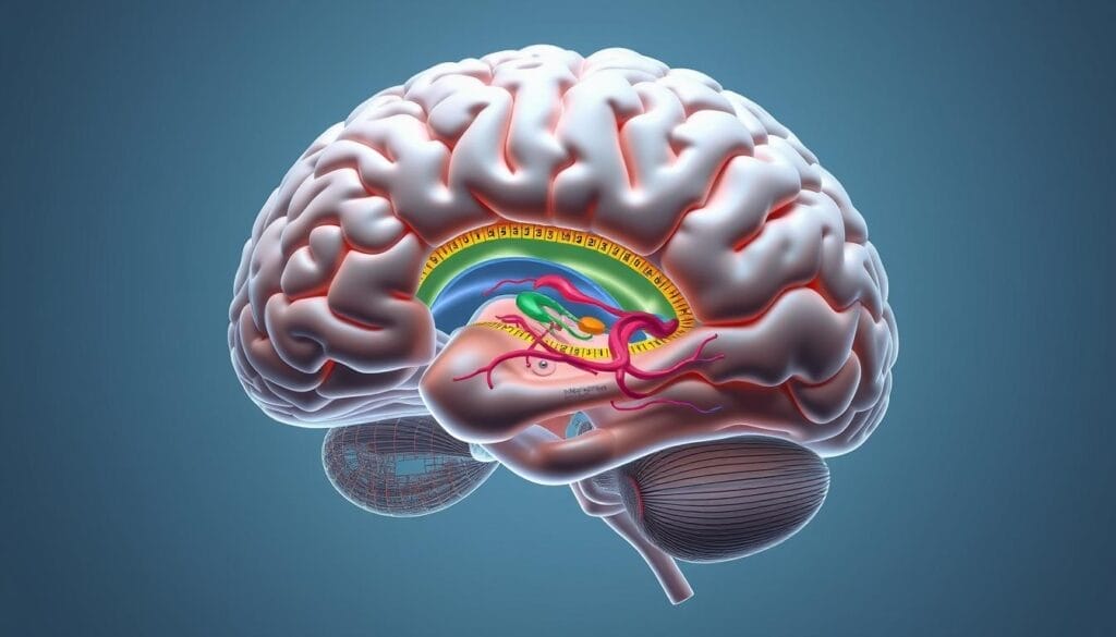 a detailed 3D cutaway diagram of the dopaminergic mechanisms in the brain, with a focus on the reward pathways and their involvement in psychosis. The image should feature a cross-section of the brain, clearly showcasing the ventral tegmental area, nucleus accumbens, and prefrontal cortex, with labeled anatomical structures and color-coded neurotransmitter pathways. The diagram should be rendered with high-resolution medical precision, using a cool, clinical color palette and soft lighting to convey a sense of scientific objectivity. The overall composition should balance technical detail with visual clarity, making the complex neurological processes easily understandable to a general audience. a detailed 3D cutaway diagram of the dopaminergic mechanisms in the brain, with a focus on the reward pathways and their involvement in psychosis. The image should feature a cross-section of the brain, clearly showcasing the ventral tegmental area, nucleus accumbens, and prefrontal cortex, with labeled anatomical structures and color-coded neurotransmitter pathways. The diagram should be rendered with high-resolution medical precision, using a cool, clinical color palette and soft lighting to convey a sense of scientific objectivity. The overall composition should balance technical detail with visual clarity, making the complex neurological processes easily understandable to a general audience.