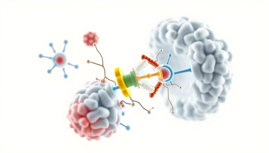 a highly detailed, scientifically accurate 3D illustration of the mechanism of action of lemborexant, a hypnotic medication used to treat insomnia. Rendered with a clean, clinical aesthetic to match the subject matter. Show the key molecular structures, receptor binding, and biological pathways involved in the drug's mechanism, depicted with precise anatomical details and technical precision. Set the scene against a bright, sterile white background to emphasize the scientific and medical nature of the subject. Utilize realistic lighting, depth of field, and camera angles to create a visually striking yet informative image. a highly detailed, scientifically accurate 3D illustration of the mechanism of action of lemborexant, a hypnotic medication used to treat insomnia. Rendered with a clean, clinical aesthetic to match the subject matter. Show the key molecular structures, receptor binding, and biological pathways involved in the drug's mechanism, depicted with precise anatomical details and technical precision. Set the scene against a bright, sterile white background to emphasize the scientific and medical nature of the subject. Utilize realistic lighting, depth of field, and camera angles to create a visually striking yet informative image.